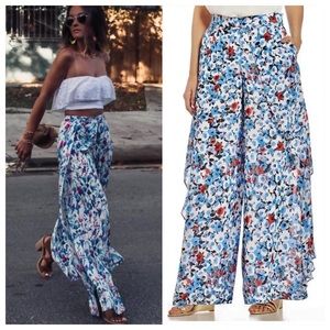 Badgley Mischka Floral High Waist Wide Leg palazo Pants Size 4